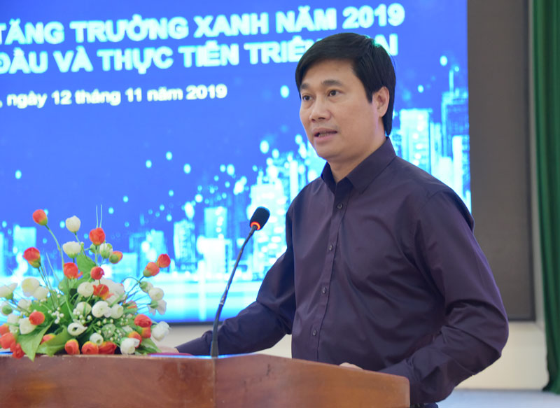 Ông Nguyễn Tường Văn - Cục trưởng Cục Phát triển đô thị, Bộ Xây dựng phát biểu tại hội thảo.
